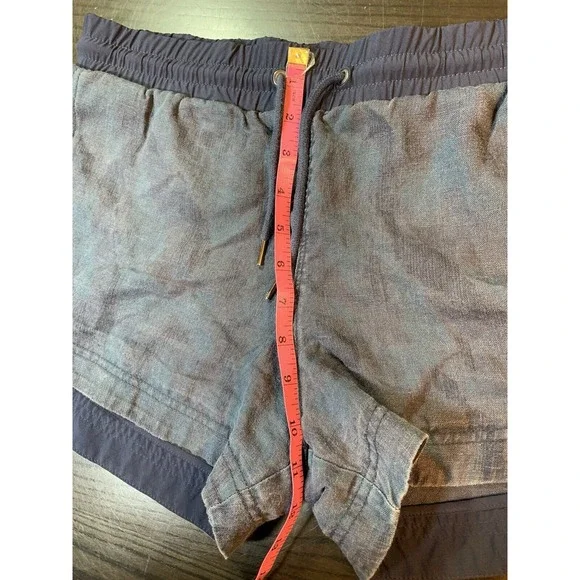 Athleta Linen Beachside‎ Bali Shorts Women's 8Blue Faded Camo 3" 211109 Pull On - Picture 11 of 12
